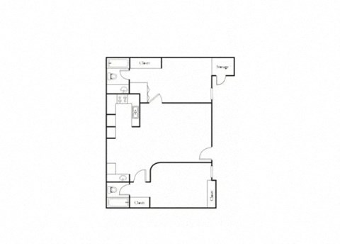Floor plan for 2 beds, 2 baths, 828 sqft